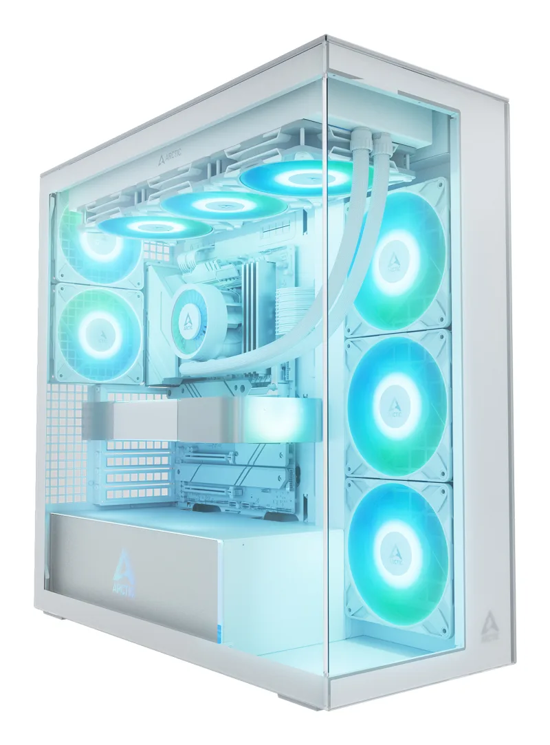 CARCASA Arctic "Xtender Wh", mid tower, max 8xfan, 3xP14 ProR ARGB si 2xP12Pro ARGB instalate, PSU shroud 24 LED ARGB, USB-C x 1, USB 3.2 x 2, audio+mic, 7 sloturi expans, alb, "ACPCC00014A" (timbru verde 0.4lei)