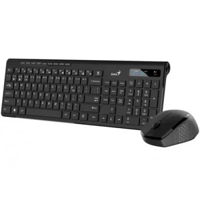 Kit Wireless tastatura si mouse Genius SlimStar 8230, taste numerice, Negru