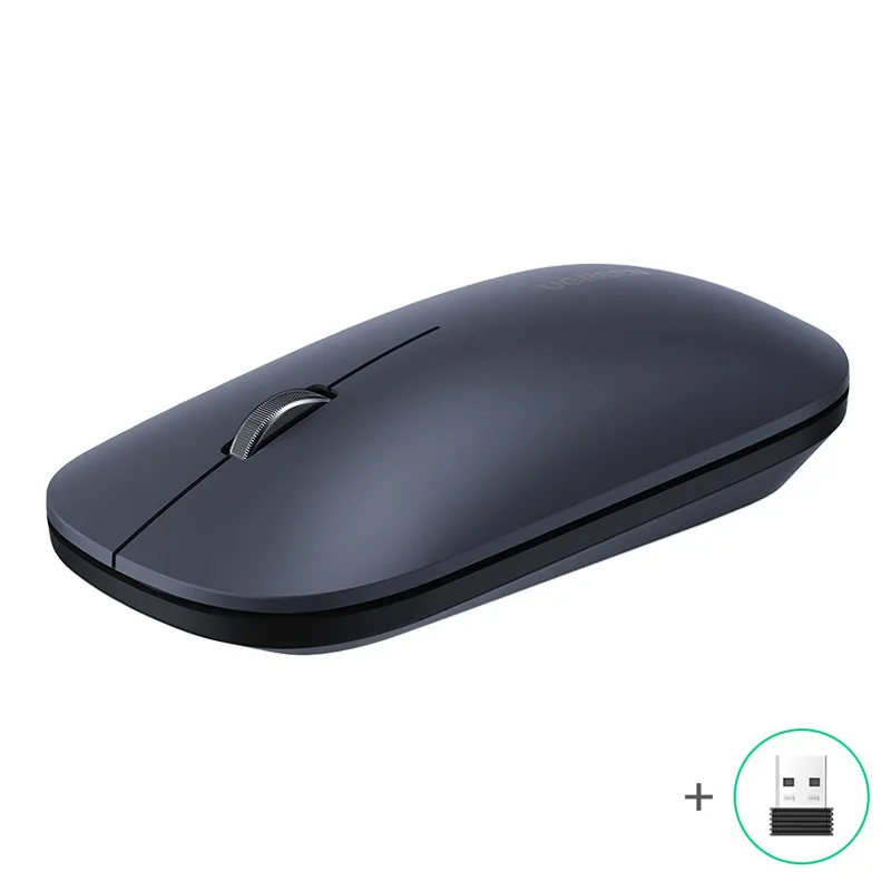 MOUSE Ugreen, "MU001" PC sau NB, wireless 2.4GHz, optic, 3/1 butoane/scroll, 4000 dpi, negru "90372" (timbru verde 0.18 lei) - 6957303893720