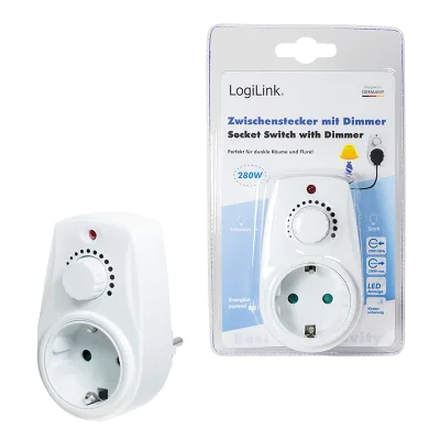 ADAPTOR LOGILINK, Schuko x 1, functie ajustare luminoasa, indicator led, IP20, 230 V/16 A, 50 Hz, 20-400 W pentru becuri luminoase, alb "PA0151" (include TV 0.18lei)