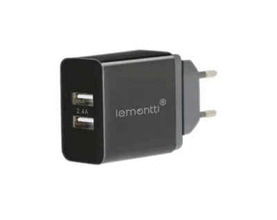 Lemontti Incarcator Retea 2.4A 2 porturi USB-A Negru