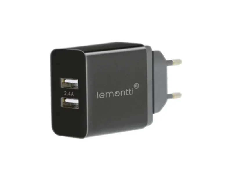 Lemontti Incarcator Retea 2.4A 2 porturi USB-A Negru
