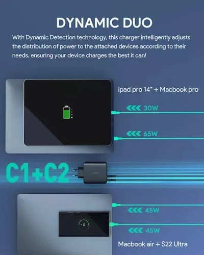 Alimentator retea Aukey, PA-B7S BK, 100W, fast charge, 3 x USB-C, 1 x USB-A, negru, "LLTSEUN1040956" (timbru verde 0.18 lei) - 689323785575