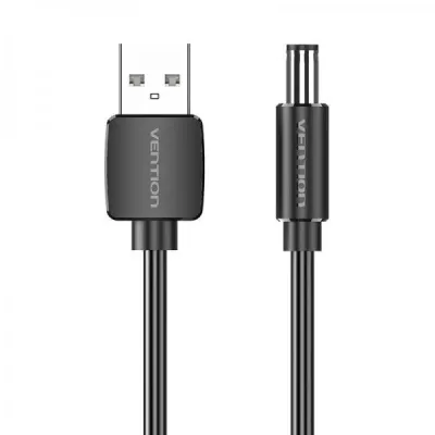 Cablu alimentare Vention, USB 2.0 (T) la DC 5.5mm (T), 1.5m, 5V, 3A, PVC, negru "CEYBG" (timbru verde 0.08 lei) -6922794757684
