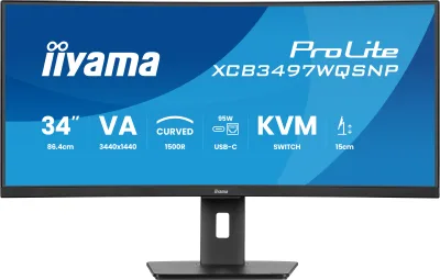 Monitor VA LED Iiyama 34" XCB3497WQSNP-B1, WQHD (3440 x 1440), HDMI, DisplayPort, Boxe, Ecran curbat (Negru) "XCB3497WQSNP-B1" (timbru verde 7 lei)