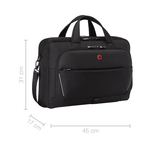 Wenger, Meteor Brief, 16" - 17 Laptop Briefcase with Tablet Pocket, Black "653498"