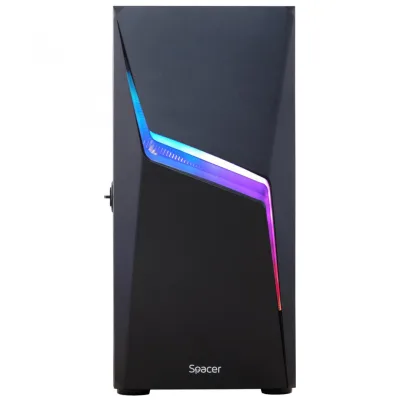 Carcasa SPACER SPGC-THUNDER, RGB, Mid Tower, Black