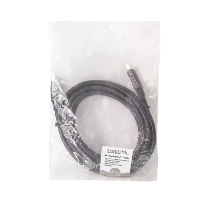 CABLU video LOGILINK, DisplayPort (T) la DisplayPort (T) 1.2, 5m, conectori auriti, rezolutie maxima 4K (3840 x 2160) la 60 Hz, plastic, triplu ecranaj, CCS, negru, "CD0103" (timbru verde 0.8 lei)