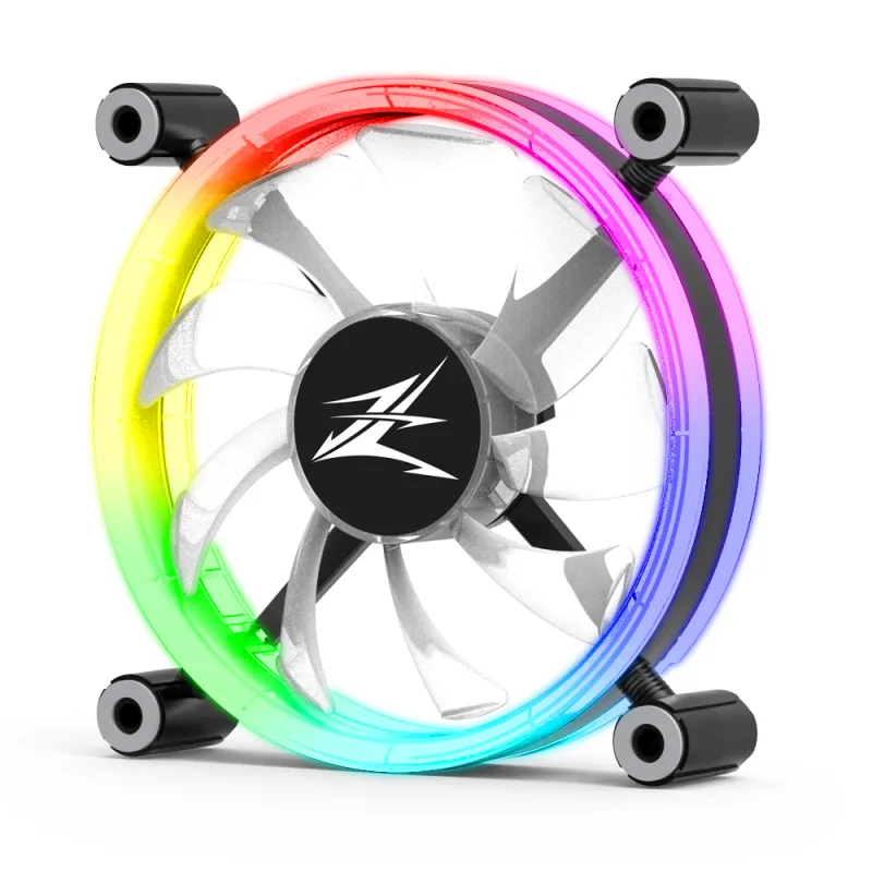 Ventilator Zalman "ZM-LF120", 120mm, 800 - 1300 RPM, EBR Bearing, 43 CFM, 2x inel LED RGB, 4pin PWM, negru, "ZM-LF120" (timbru verde 0.18lei)