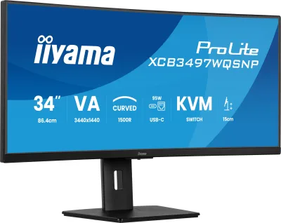 Monitor VA LED Iiyama 34" XCB3497WQSNP-B1, WQHD (3440 x 1440), HDMI, DisplayPort, Boxe, Ecran curbat (Negru) "XCB3497WQSNP-B1" (timbru verde 7 lei)
