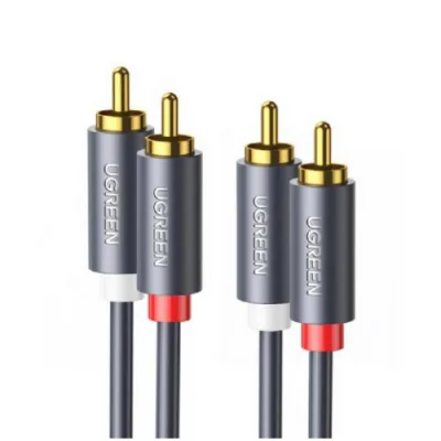 CABLU audio Ugreen, "AV104" 2 x RCA (T) la 2 x RCA (T), 1.5m, conectori auriti, negru "10517" (timbru verde 0.18 lei) - 6957303815173
