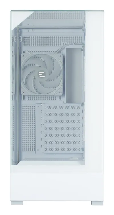 CARCASA Zalman "P40 Prism Plus", middle tower, gaming, fara sursa, suporta 9xfan, 4xfan inclus, PSU shroud, afisaj electronic, USB Type-C x 1, USB 3.1 gen1 x 2, audio+mic, 7 sloturi expansiune, alb, "P40 Prism Plus White" (timbru verde 0.32lei)