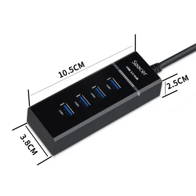 HUB extern SPACER, porturi USB: USB 3.0 x 4, conectare prin USB 3.0, 1m lungime cablu, negru, 45507057 "SPH-4USB30-01"   (timbru verde 0.8 lei)