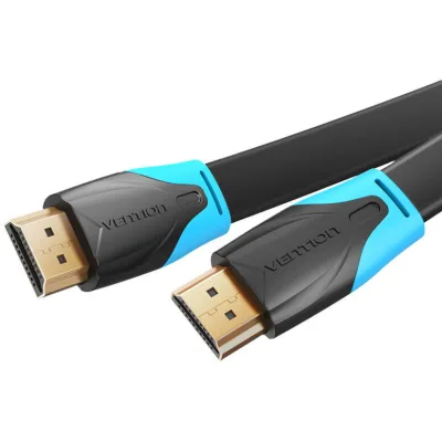 Cablu video Vention, HDMI(T) la HDMI(T), 1m, rezolutie maxima 4K la 60Hz, conectori auriti, cupru, plat, invelis PVC, negru, "VAA-B02-L100" (timbru verde 0.18lei) - 6922794716452
