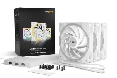 Set 3 ventilatoare be quiet! "LIGHT WINGS White"120mm 2500 rpm, Rifle bearing, 4-pin PWM, ARGB LED, "BL101" (timbru verde 0.54 lei)