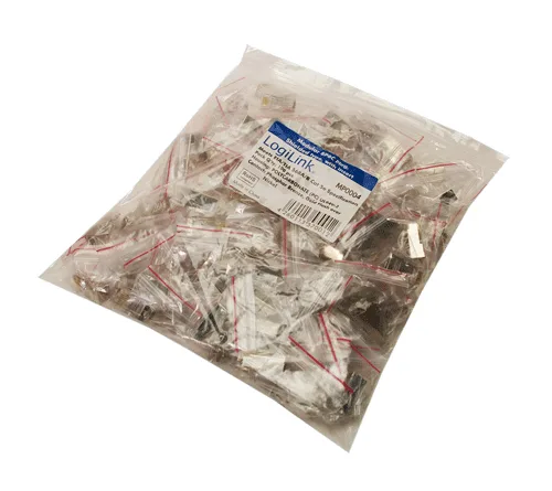 MUFA RJ-45 LOGILINK pt. cablu FTP, SFTP, Cat5e, RJ-45 (T), ecranat, plastic cu metal, cu insertie, 100 buc, "MP0004"