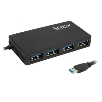 Hub USB SPACER SPHB-USB-4U30-03 USB-A, 4 porturi, Negru