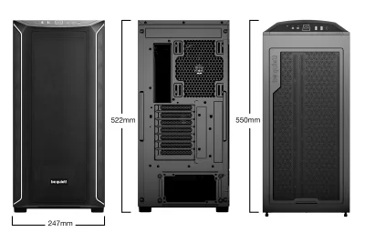 CARCASA be quiet! "SHADOW BASE 800DX", Middle Tower, ATX, fara sursa, 3xfan, USB 3.2 gen 1 x 2, USB Type-C x 1, audio+mic, PSU shroud, 7 sloturi expansiune, ARGB, negru, "BGW61" (timbru verde 0.32lei)