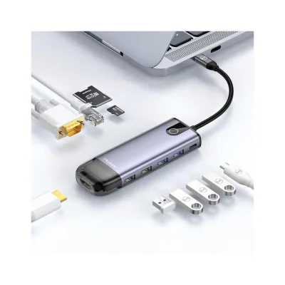 Hub USB MCDODO Multihub 10 in 1, USB-C, 10 porturi, HDMI, RJ-45, Gri