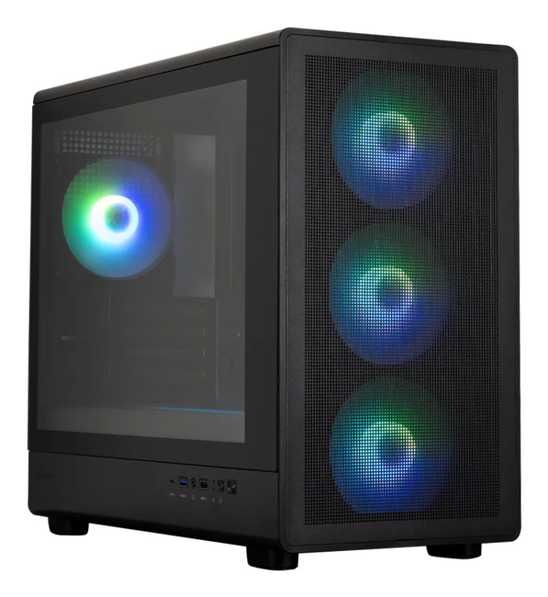 CARCASA Zalman "M5", mini tower, gaming, fara sursa, suporta 12xfan, 4xfan inclus, PSU shroud, afisaj electronic, USB Type-C x 1, USBx2, audio+mic, 4 sloturi expansiune, negru, "M5 Black" (timbru verde 0.32lei)