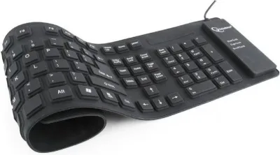 TASTATURA GEMBIRD USB, 109 taste, silicon, flexibila, water-proof, dust-proof, black, "KB-109F-B"  (timbru verde 0.8 lei)