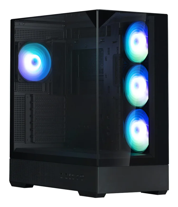 CARCASA Zalman "P40 Prism Plus", middle tower, gaming, fara sursa, suporta 9xfan, 4xfan inclus, PSU shroud, afisaj electronic, USB Type-C x 1, USB 3.1 gen1 x 2, audio+mic, 7 sloturi expansiune, negru, "P40 Prism Plus Black" (timbru verde 0.32lei)