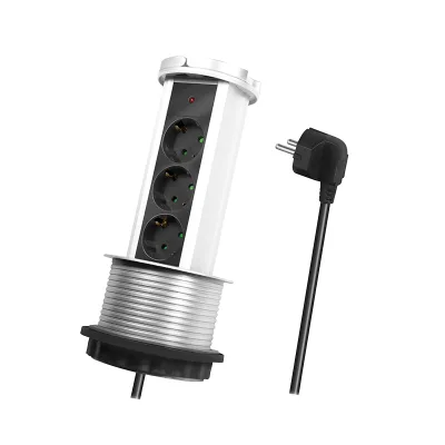 PRELUNGITOR LOGILINK, mecanism ridicare/coborare, indicator LED, Schuko x 3, 230 V/16 A 3500 W max, cablu 3G 1.5mm2, 1.8 m, argintiu/negru/alb "LPS235A" (include TV 0.18lei)