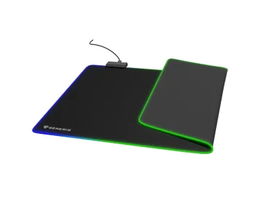 Mousepad Genesis Boron 500 XXL, iluminare RGB, material cauciuc + textil, dimensiuni 800x400x4 mm, negru