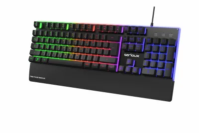Tastatura gaming cu fir iluminata Serioux Nexor, interfata USB, numar de taste: 104, material ABS, anti-ghosting: 19 taste, lungime cablu 1.5m PVC, dimensiuni (LxAxH): 435.74 × 178.54 × 33.62 mm, negru
