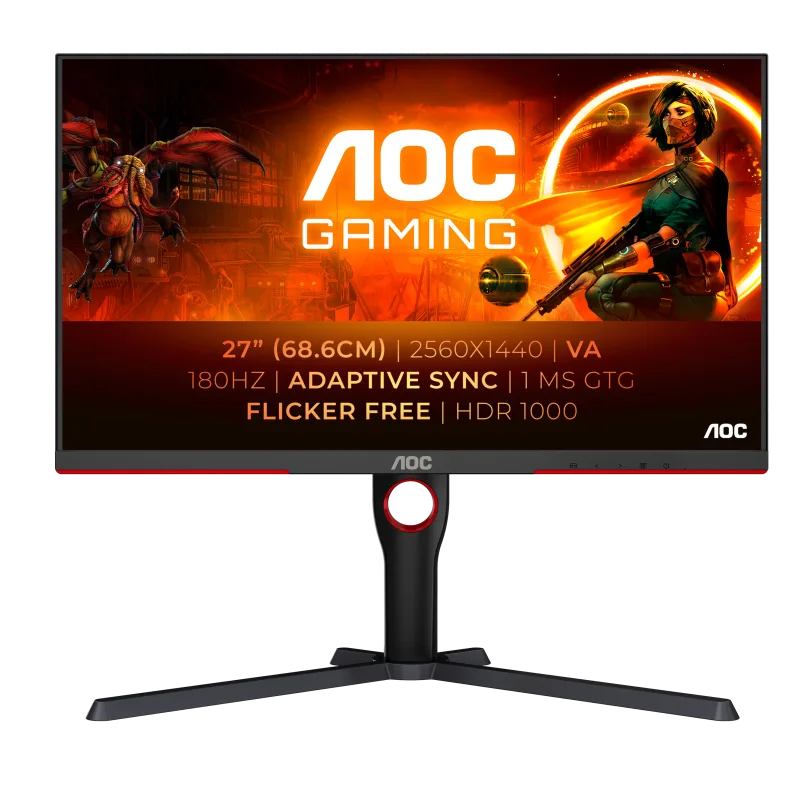 Monitor Gaming AOC Q27G3XMN/BK, 27", 2560 x 1440 pixeli, Black, 3 ani Garantie
