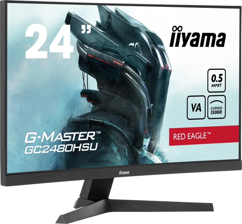 IIYAMA Monitor LED GC2480HSU-B1 23.6" VA Curved 1920 x 1080 180Hz 300 cd/m 3000:1 HDMI DP USB HUB Tilt "GC2480HSU-B1" (timbru verde 7 lei)