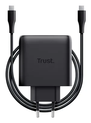 Incarcartor Trust Maxo, putere 65W, lungime cablu 200 cm, incarcare USB PD 3.0 + PPS, negru