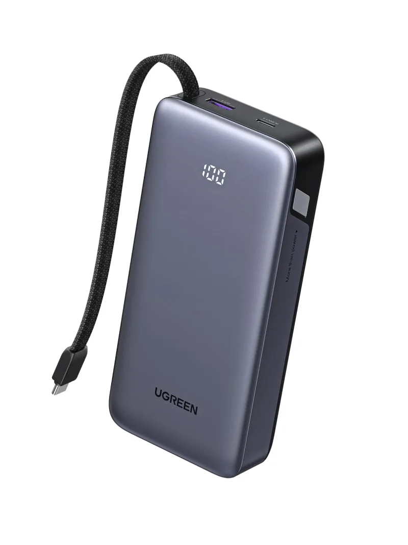 POWER BANK Ugreen "PB528", 20000mAh, 30W, 1 x USB, 1 x USB Type-C, 2 x USB Type-C integrat, gri, "55985B" (timbru verde 0.98 lei)