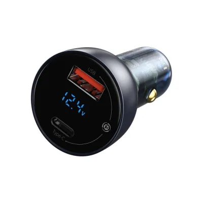 INCARCATOR auto Baseus Particular Digital Display QC+PPS,1xUSB Output 4.5V/5A,1xUSB Type-C Output 5V/3A,65W, pt. bricheta auto, afisaj digital,gri "CCKX-C0G" (timbru verde 0.18 lei)-6953156223189