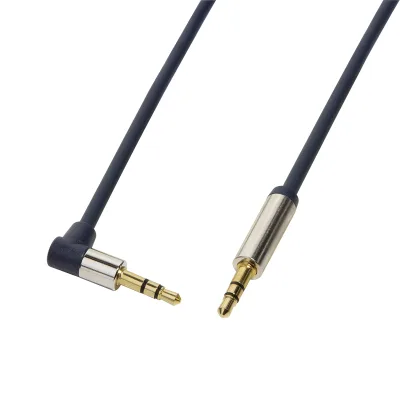 CABLU audio LOGILINK stereo (3.5 mm jack T/T), 0.5m, conectori auriti, un conector 90 grade, albastru "CA11050" (timbru verde 0.08 lei)