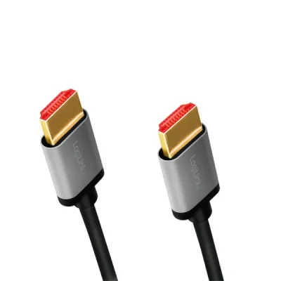CABLU video LOGILINK, HDMI (T) la HDMI (T) 2.1 UHS, 2m, conectori auriti, rezolutie maxima 8K (7680 x 4320) la 60 Hz, aluminiu, negru, "CHA0105" (timbru verde 0.8 lei)