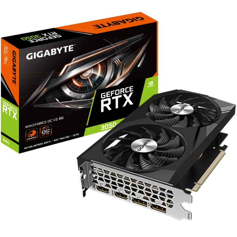 PLACI VIDEO Gigabyte GB GEFORCE RTX 3050 WINDFORCE OC 8G V2 "GV-N3050WF2OCV2-8GD"