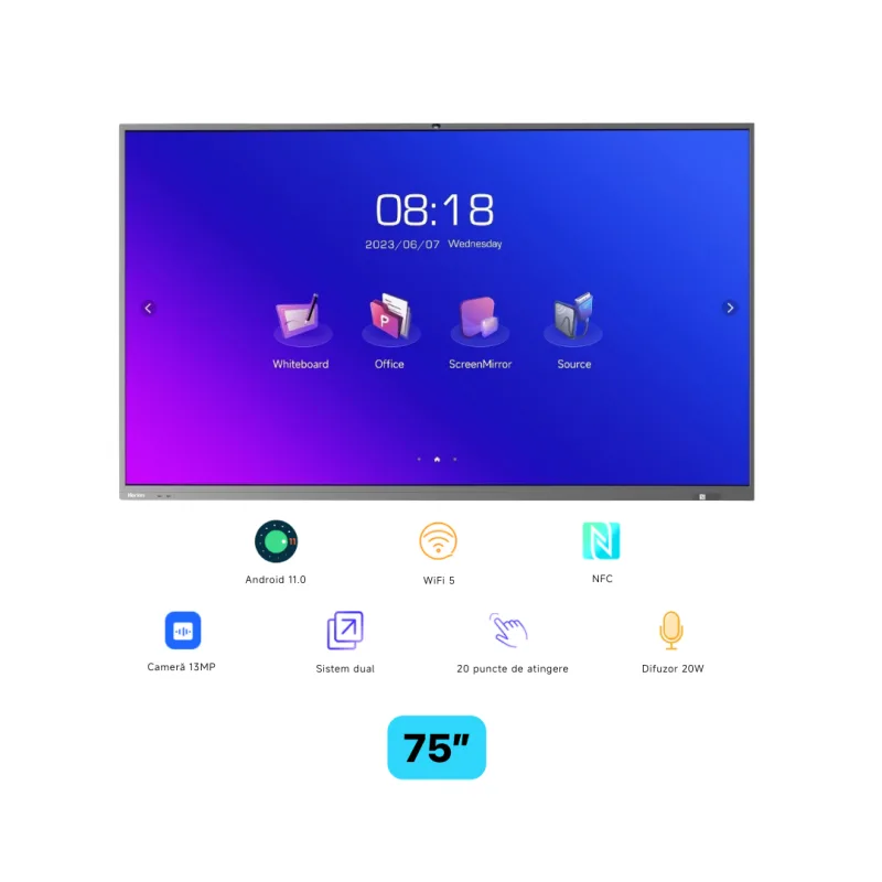 Ecran interactiv HORION 75M5APro, 75 inch, 8GB DDR4 + 64GB Standard, MT9950, ARM A73 "HO-75M5APRO" (timbru verde 15 lei)