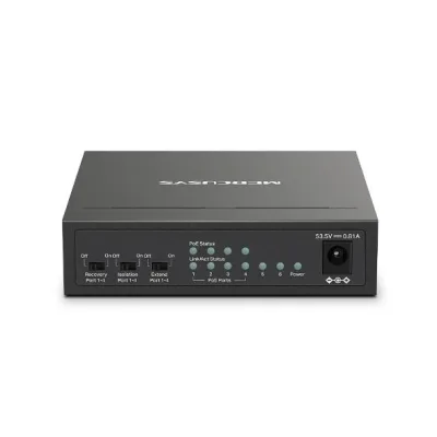Mercusys Desktop Switch MS106LP 6 porturi 10/100Mbps, Standarde si protocoale  IEEE 802.3x Flow Control, 4 porturi POE, buget POE 40W, dimensiuni: 99.8*98*25mm.