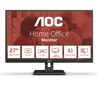 Monitor Consumer AOC Q27E3UMF, 27", 2560 x 1440 pixeli, Black, 3 ani Garantie