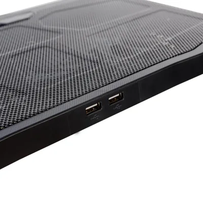 Stand Spacer notebook 17″ Gaming, sita metal, Airflow: 72CFM, 2xfan 12.5cm, 2xfan 7cm cu led albastru, ventilatoare 125 mm x 2 buc, 70 mm x 2 buc, viteza rotatie maxima 1500 +/-10% RPM