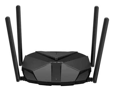 ROUTER MERCUSYS, AX3000, 1× 2.5 Gbps WAN port, 1× 2.5 Gbps LAN port si 3× GE LAN, dual band 2.4 / 5 Ghz, 4 x antene externe, "MR85X" (timbru verde 0.8 lei)