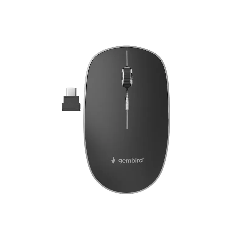 MOUSE GEMBIRD, PC sau NB, wireless, 2.4GHz, optic, 1600 dpi, butoane/scroll 4/1, silent, USB-C, negru, "MUSW-4BSC-01" (timbru verde 0.8 lei)