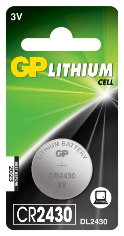 Baterie GP Batteries, butoni (CR2430) 3V lithium, blister 1 buc. "GPCR2430-2CPU1" "GPPBL2430052" - 945242 (timbru verde 0.01  lei)
