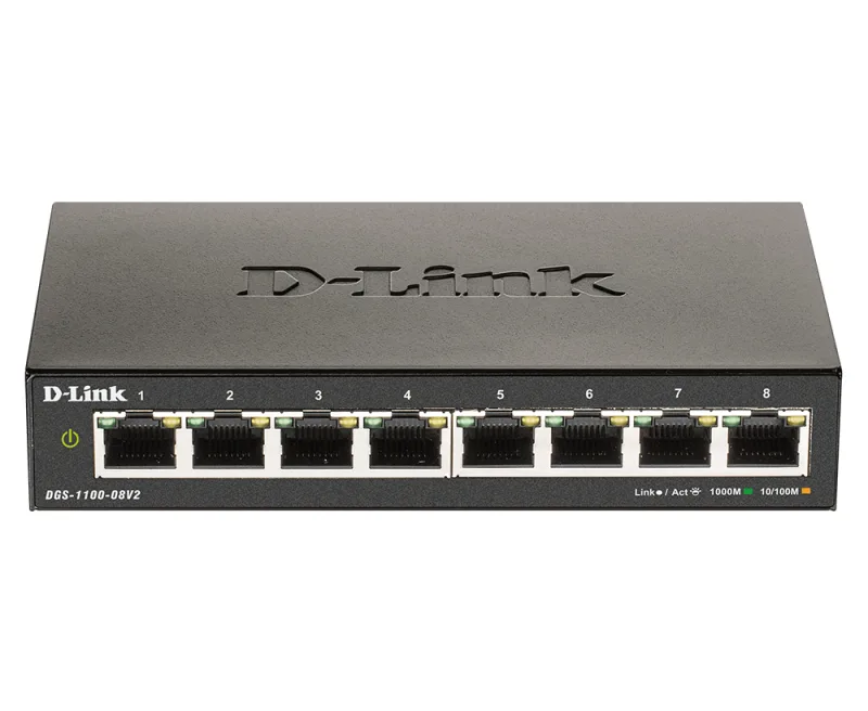 SWITCH D-LINK SMART  8 porturi Gigabit  carcasa metalica, "DGS-1100-08V2" (timbru verde 2 lei)