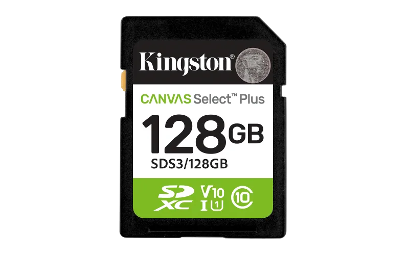 Card de memorie Kingston Canvas Select Plus Gen3 SDXC, 128 GB, Class 10
