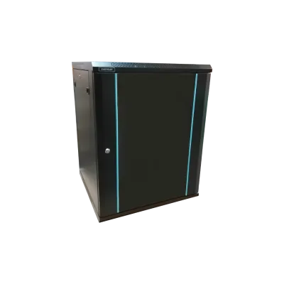 Rack 12U 600x450, dezasamblat, montare pe perete, usa din sticla, panouri laterale detasabile si securizate , culoare negru RAL 9004, DATEUP "MP.6412.9001"