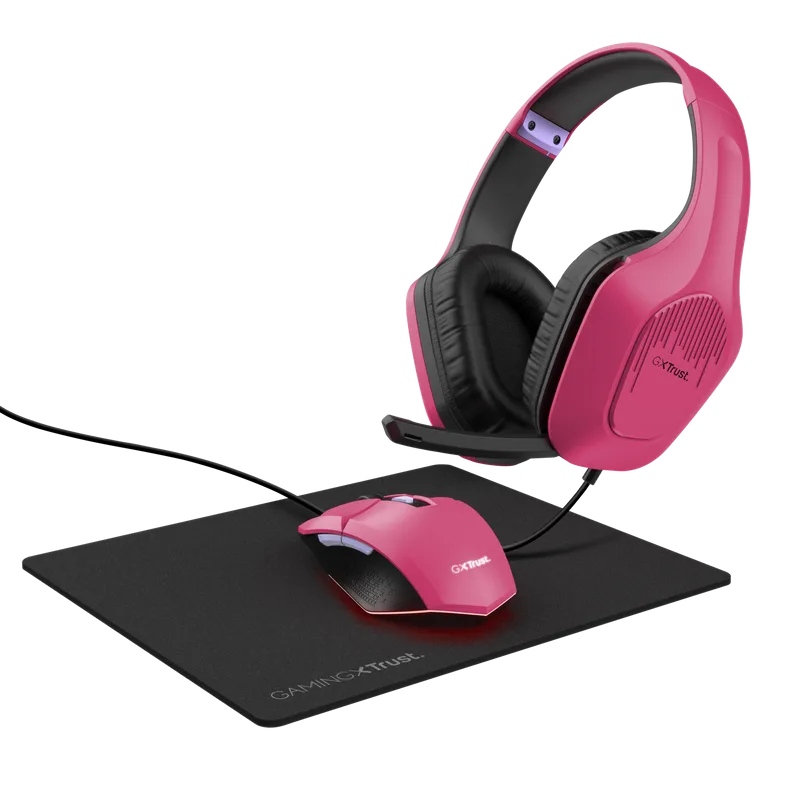 Kit Wired tastatura si mouse Trust GXT 790, roz