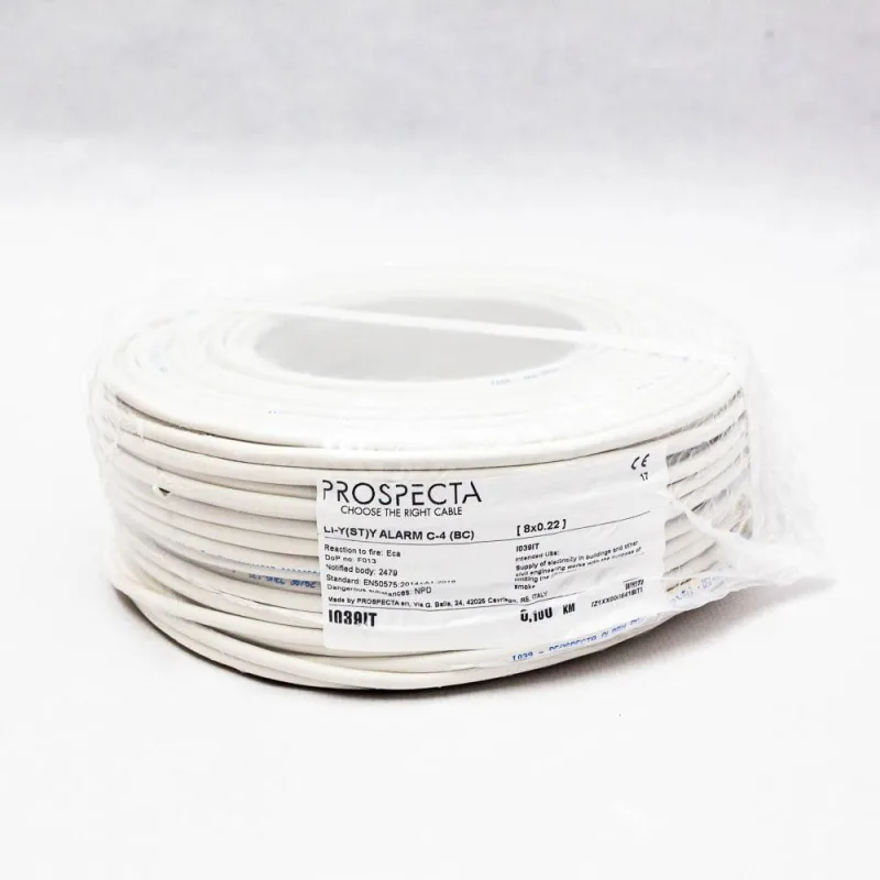 Cablu alarma 8 x 0.22 premium, cupru 100%, cod: I039IT, Li-Y(ST)Y, made in Italy, utilizare pentru sisteme de alarma, manta exterioara PVC alb, ecranare: folie de aluminiu laminata, raza de curbura 10x diametru, Peak Operating Voltage 250, Voltage