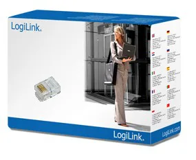 MUFA RJ-45 LOGILINK pt. cablu flat, Cat5e, RJ-45 (T), neecranat, plastic, contacte aurite, 100 buc, "MP0019"